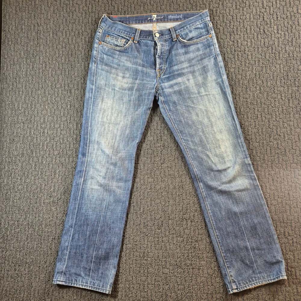 7 For All Mankind Standard Jeans Mens 32 Blue Straight Leg Button Fly T519061U